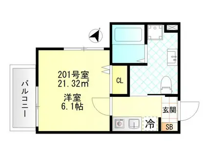 FERIO上井草(1K/2階)の間取り写真