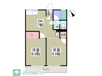 シティハイムアケボノB(2DK/2階)の間取り写真