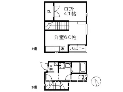 プラムガーデン大橋駅前(ワンルーム/2階)の間取り写真