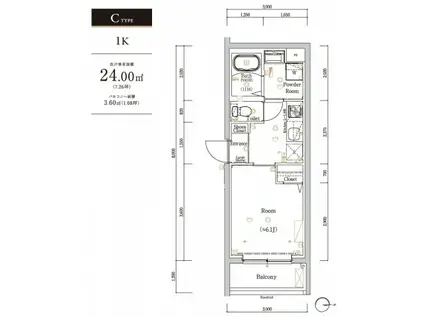 スカイコートソレア新丸子(1K/3階)の間取り写真