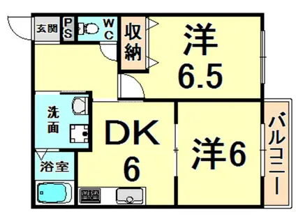 ハーモニーY・M(2DK/2階)の間取り写真