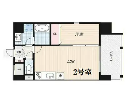 ALZA北堀江(1LDK/4階)の間取り写真