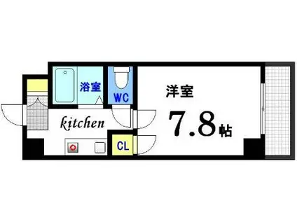 サンシャイン酒楽(1K/4階)の間取り写真