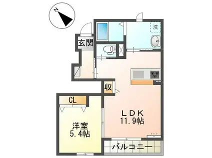 ラガール清瀬(1LDK/1階)の間取り写真