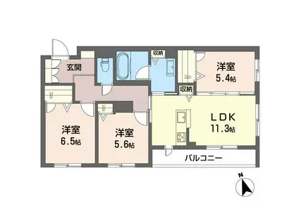 プレミール木更津(3LDK/2階)の間取り写真