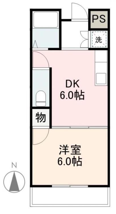 伊鍋ハイツ(1DK/4階)の間取り写真