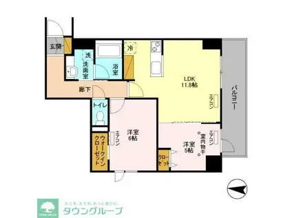 フェリス コート(2LDK/9階)の間取り写真