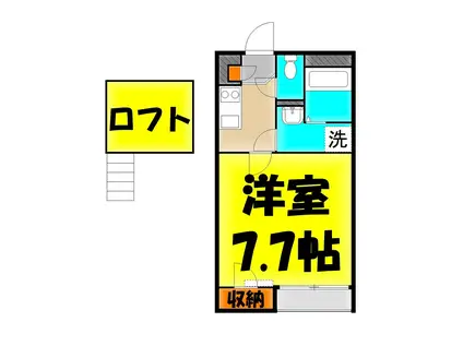 ＪＲ京浜東北線 北浦和駅 徒歩7分 2階建 築11年(1K/1階)の間取り写真