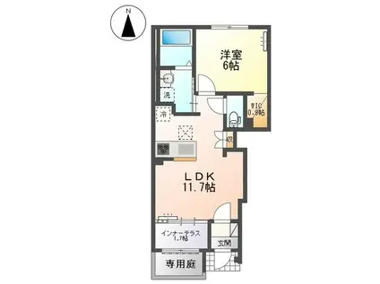 S LUNA I(1LDK/1階)の間取り写真