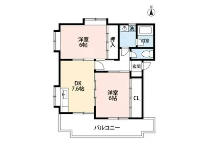 コーポフォーリーフA(2DK/2階)の間取り写真