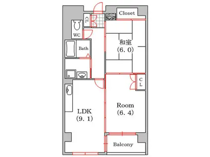 フラッツ志香(2LDK/4階)の間取り写真