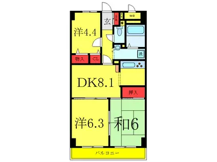 グランシエロ川口本町(3DK/7階)の間取り写真