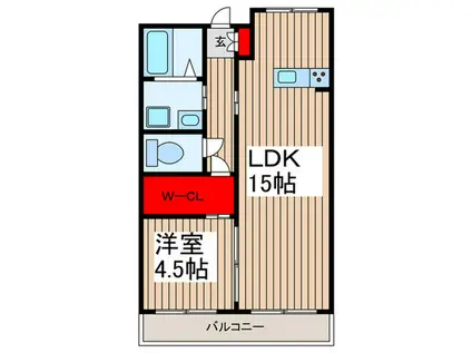 エミナス北越谷(1LDK/3階)の間取り写真