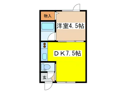 ドミールTK(1DK/1階)の間取り写真