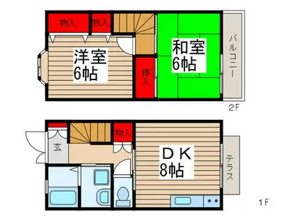 パークハイムII(2DK/1階)の間取り写真