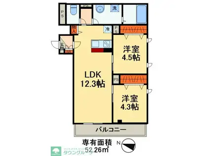L A PARTMENT千葉(2LDK/4階)の間取り写真