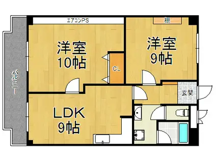 西宮ニューコーポ(2LDK/7階)の間取り写真