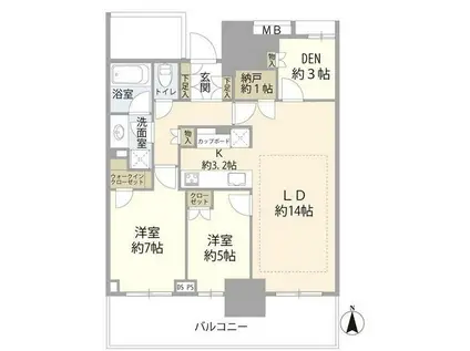 ベイズ タワー&ガーデン(2SLDK/27階)の間取り写真