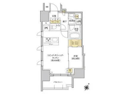 グレーシアフィット三軒茶屋(1LDK/13階)の間取り写真