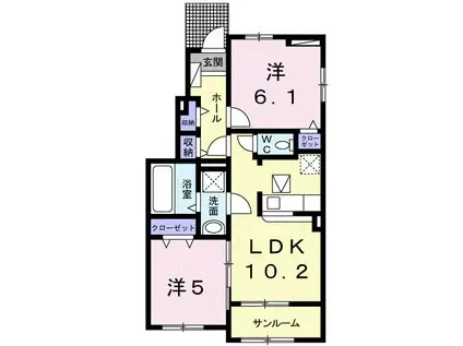 キエロコティ(2LDK/1階)の間取り写真