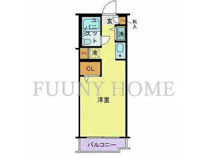 ジョイフル祐天寺(ワンルーム/1階)の間取り写真