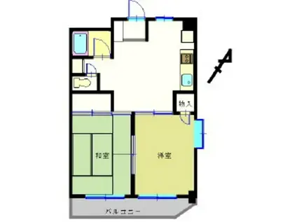 カメリアマンション第1(2DK/2階)の間取り写真