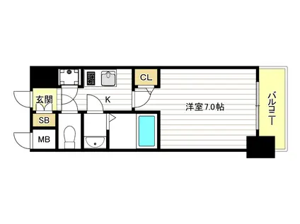 プロシード大阪NB3(1K/12階)の間取り写真