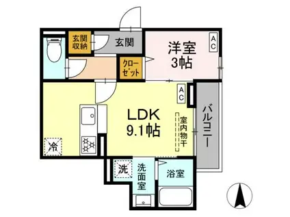 セレスティア関原(1LDK/3階)の間取り写真