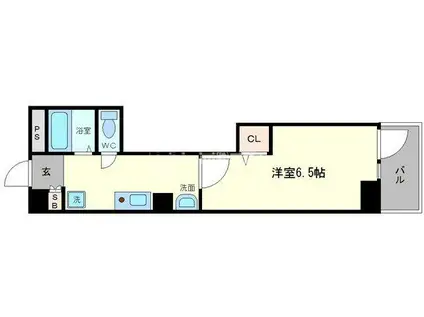 グランパシフィック桜川(1K/4階)の間取り写真