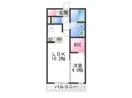 プレミール北信太(1LDK/2階)の間取り写真