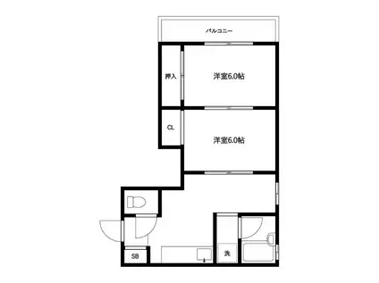 飯村ビル(2DK/3階)の間取り写真