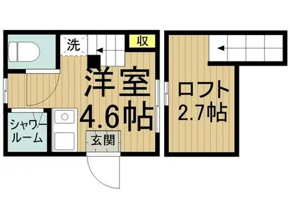 MANNA B棟(ワンルーム/2階)の間取り写真