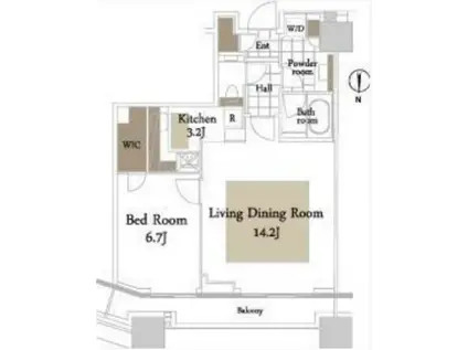 コンシェリア西新宿タワーズウエスト(1LDK/23階)の間取り写真