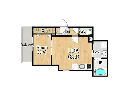 ジーメゾン名古屋新瑞橋(1LDK/1階)の間取り写真