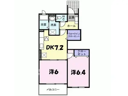 ベル ファミーユIII 1番館(2DK/1階)の間取り写真