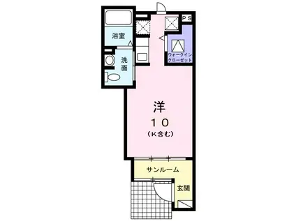 アンジュ湊II(ワンルーム/1階)の間取り写真