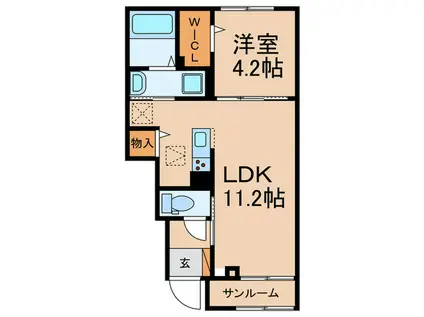 ヴィアラッテアII(1LDK/1階)の間取り写真