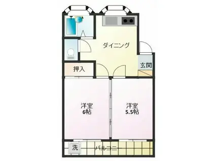 MIビル(2DK/2階)の間取り写真