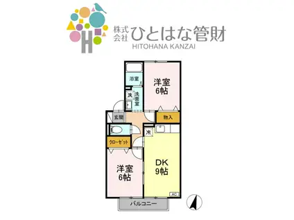 セジュールラルシェA(2DK/2階)の間取り写真