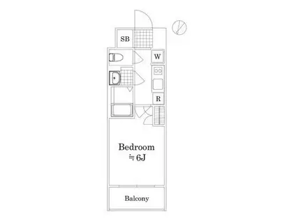 GENOVIA阪東橋IISKYGARDEN(1K/3階)の間取り写真