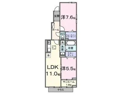 ルーチェ城東(2LDK/1階)の間取り写真