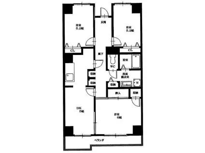 サンコート中里台パートI(3DK/1階)の間取り写真