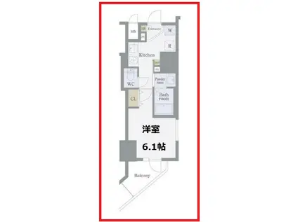 ライジングプレイスカメイド(1K/5階)の間取り写真