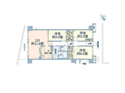 サンマンションアトレ新横浜駅前公園(3LDK/6階)の間取り写真