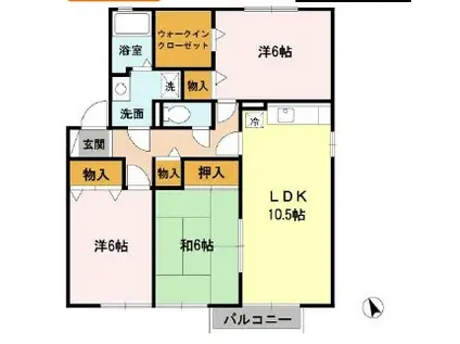 サンオリーブ御崎B棟(3LDK/2階)の間取り写真