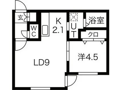 ラフレーズ発寒(1LDK/4階)の間取り写真