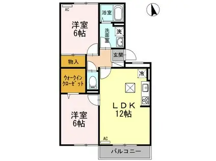 セブンワンテンD棟(2LDK/1階)の間取り写真