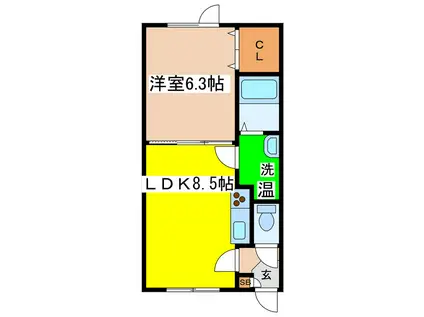 レラ・ウエスト(1LDK/1階)の間取り写真
