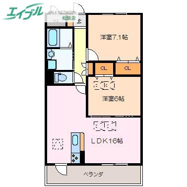 ルネスルフィ(2LDK/2階)の間取り写真