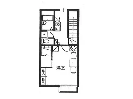ハピネス(1K/2階)の間取り写真